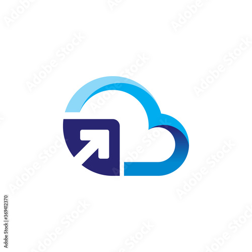 Free Download Blue Cloud Logo with n Up Arrow - GFXLoad