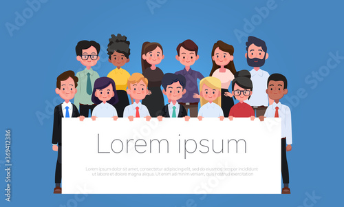 Group of working people diversity, diverse business men and business women standing on white background. Vector illustration of flat design people characters