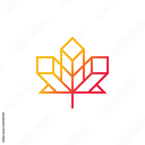 Geometric Line Maple Leaf Logo