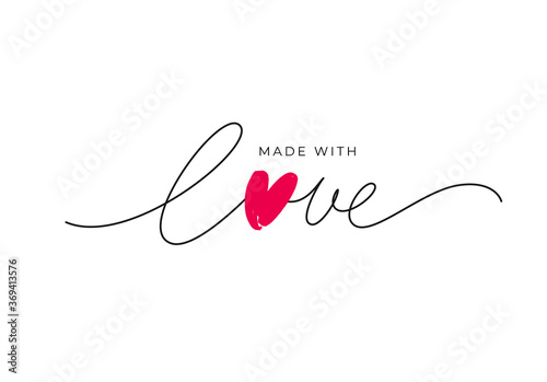 Obraz na plátně Made with love lettering with heart symbol