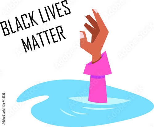 The hand of a black man who peeks out of a puddle.Black Lives Matter concept.