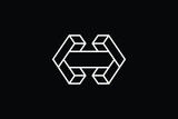 Minimal Innovative 3D Initial H logo and HH logo. Letter H HH creative elegant Monogram. Premium Business logo icon. White color on black background