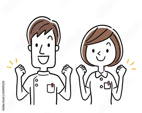 Vector illustration material: motivated young nurses, men and women