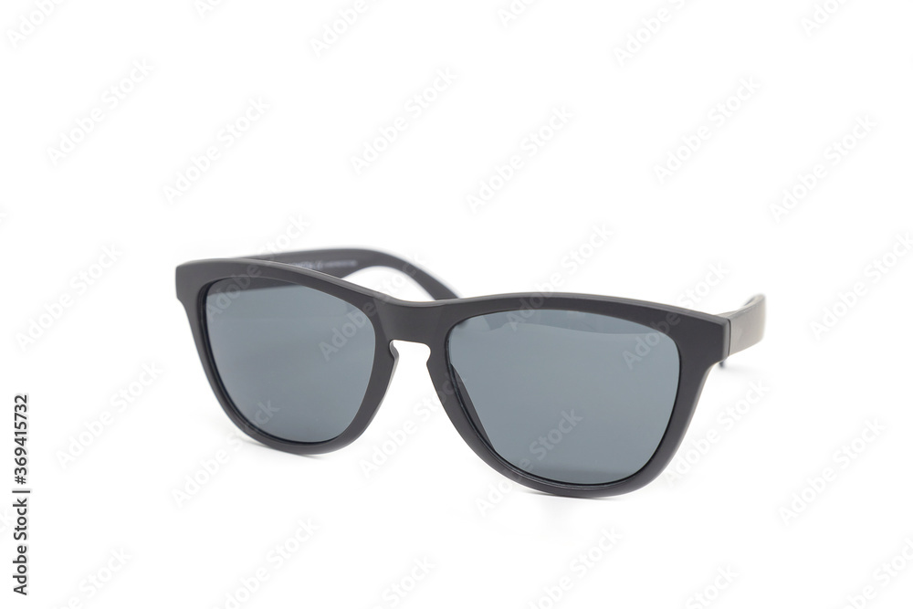 Black glasses on a white background