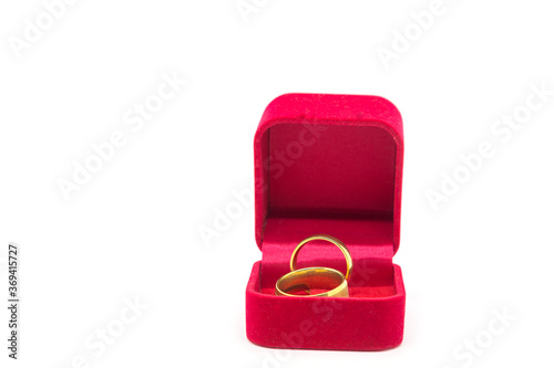 Wedding ring in red velvet box