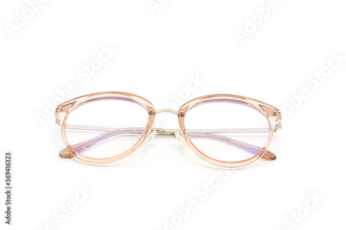 Pink frame clear glasses