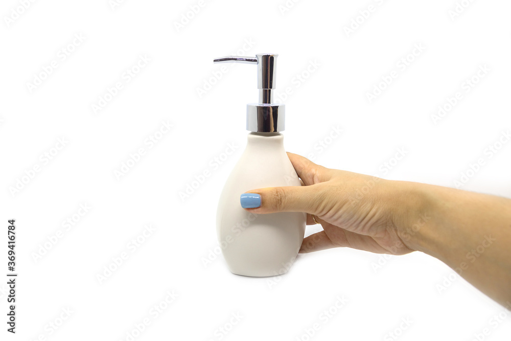 Obraz premium Hand press liquid soap