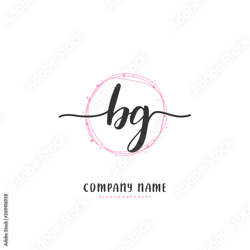B G BG Initial handwriting and signature logo design with circle. Beautiful design handwritten logo for fashion, team, wedding, luxury logo.