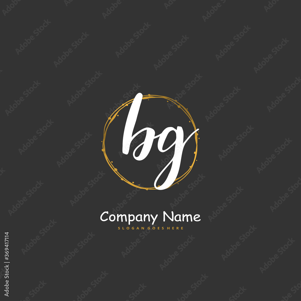 B G BG Initial handwriting and signature logo design with circle. Beautiful design handwritten logo for fashion, team, wedding, luxury logo.