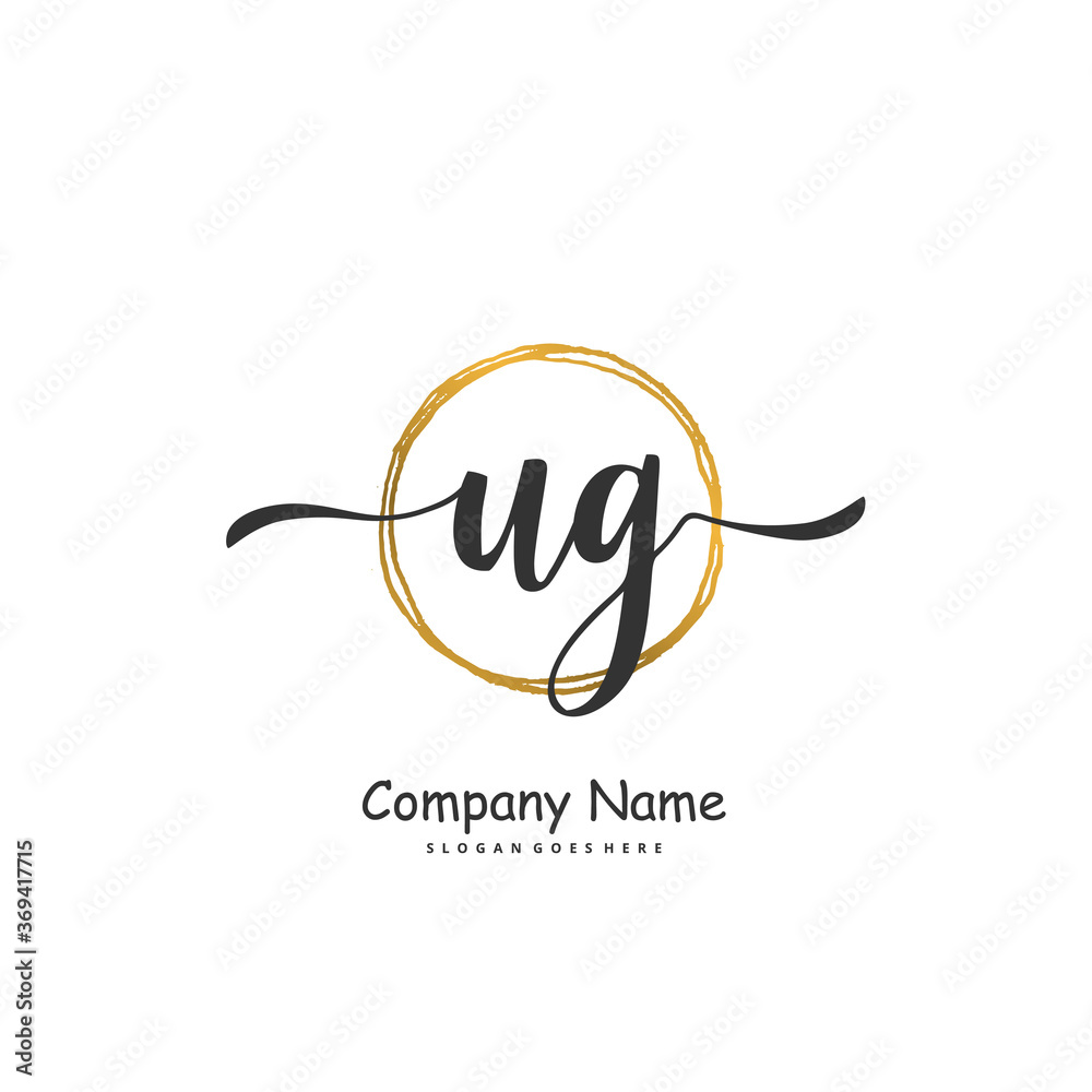 U G UG Initial handwriting and signature logo design with circle. Beautiful design handwritten logo for fashion, team, wedding, luxury logo.