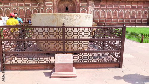 Jahangir bath tab in Orchha agra fort Jahangir Mahal a pink sandstone fortification Palace of moghuls emperor Mahal-e-Jahangir a citadel and garrison n unesco ancient heritage site Agra India May 2019 photo