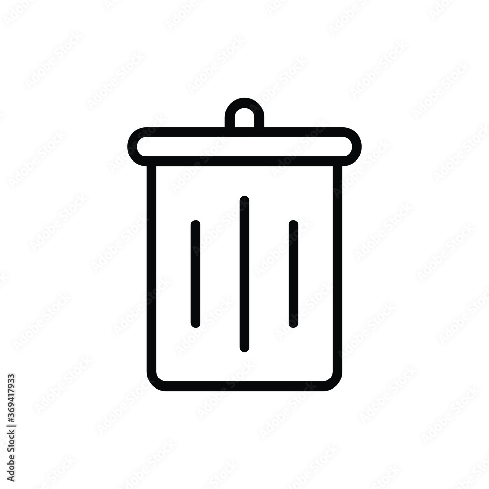 Trash Can, Recycle Bin Icon Logo Vector Isolated. Furniture and Household Icon Set. Editable Stroke and Pixel Perfect.