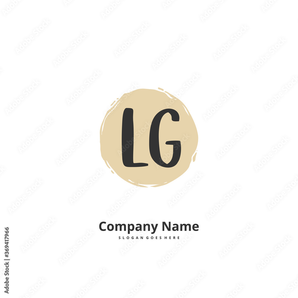 L G LG Initial handwriting and signature logo design with circle. Beautiful design handwritten logo for fashion, team, wedding, luxury logo.