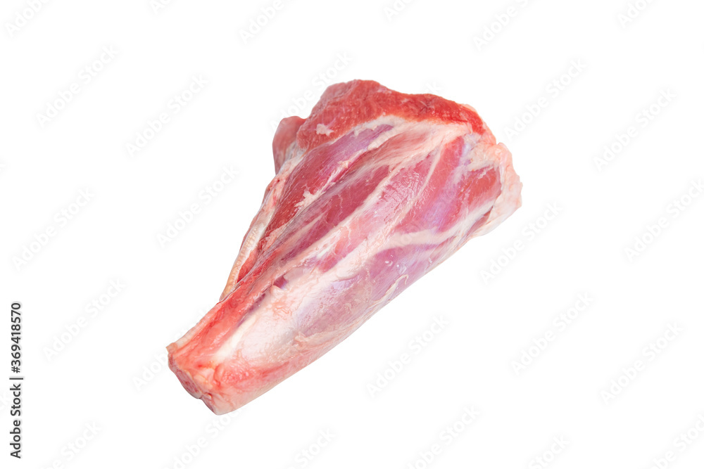 Uncooked lamb shank in white background