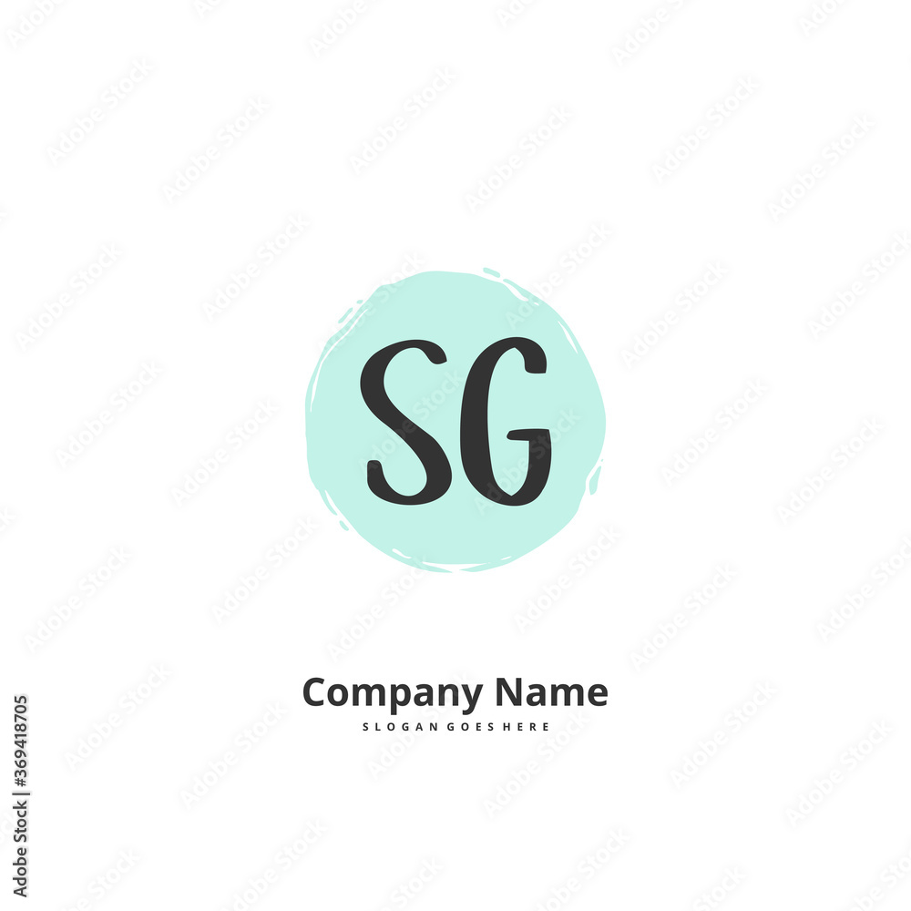 S G SG Initial handwriting and signature logo design with circle. Beautiful design handwritten logo for fashion, team, wedding, luxury logo.