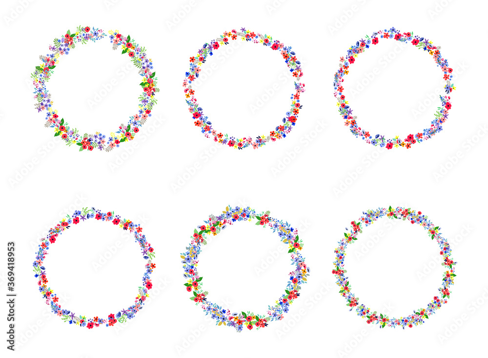 Floral Frame Collection. Set of vector flowers arranged un a shape of the wreath for invitations and cards Floral Frame Collection. Set of vector flowers arranged un a shape of the wreath for invitations and cards