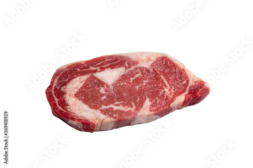 Uncooked Ribeye in white background