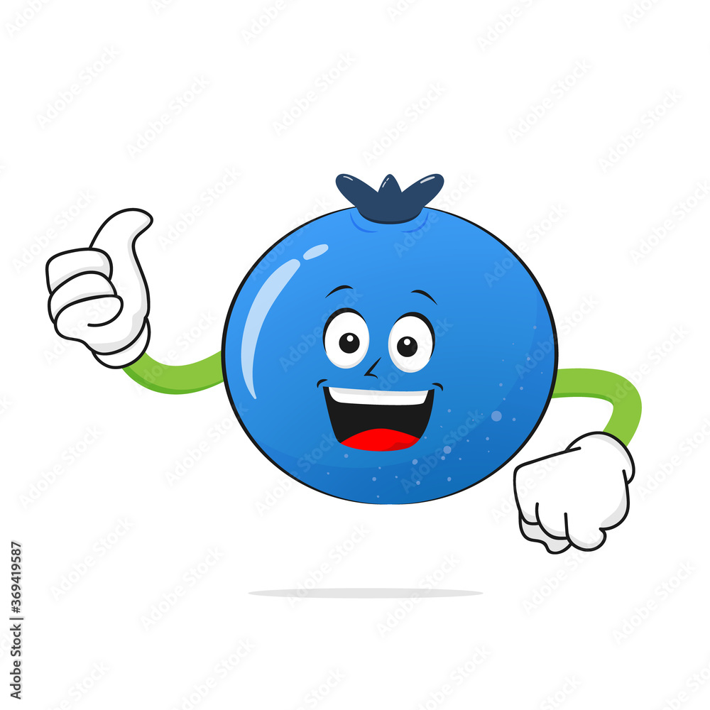 The Blueberries character smiles raising a thumb on a white background -vector The Blueberries character smiles raising a thumb on a white background -vector