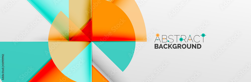 Bright color circles, abstract round shapes and triangles composition with shadow effects. Vector modern geometric design template Bright color circles, abstract round shapes and triangles composition with shadow effects. Vector modern geometric design template