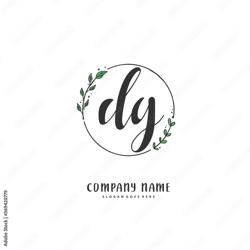 D G DG Initial handwriting and signature logo design with circle. Beautiful design handwritten logo for fashion, team, wedding, luxury logo.