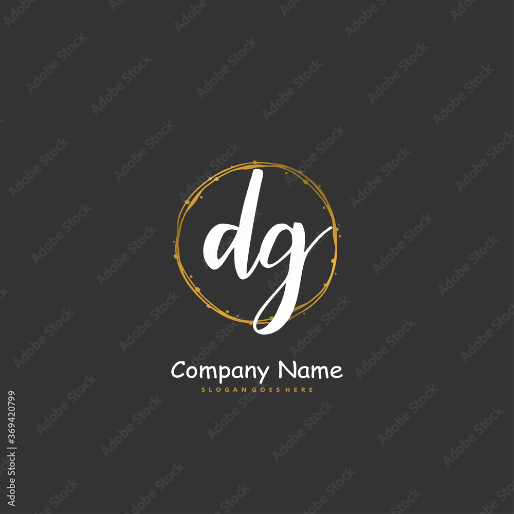 D G DG Initial handwriting and signature logo design with circle. Beautiful design handwritten logo for fashion, team, wedding, luxury logo.