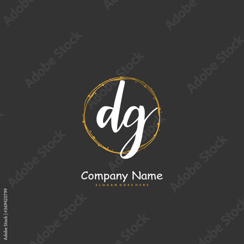 D G DG Initial handwriting and signature logo design with circle. Beautiful design handwritten logo for fashion, team, wedding, luxury logo.