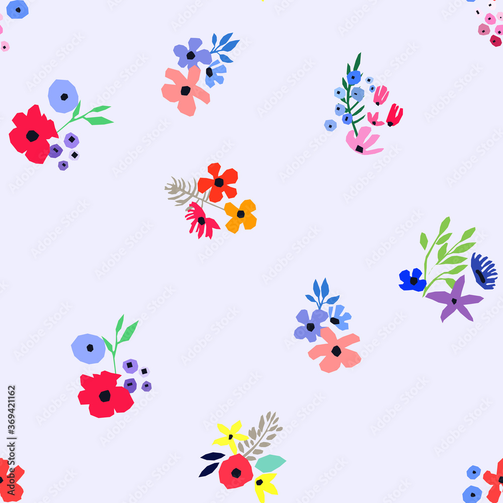 Seamless pattern. Vector floral design with wildflowers. Romantic background Seamless pattern. Vector floral design with wildflowers. Romantic background