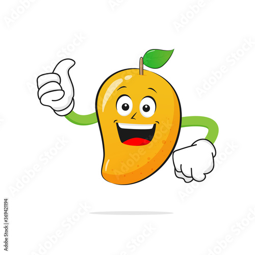 The mango character smiles raising a thumb on a white background -vector