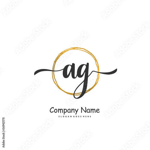A G AG Initial handwriting and signature logo design with circle. Beautiful design handwritten logo for fashion, team, wedding, luxury logo.