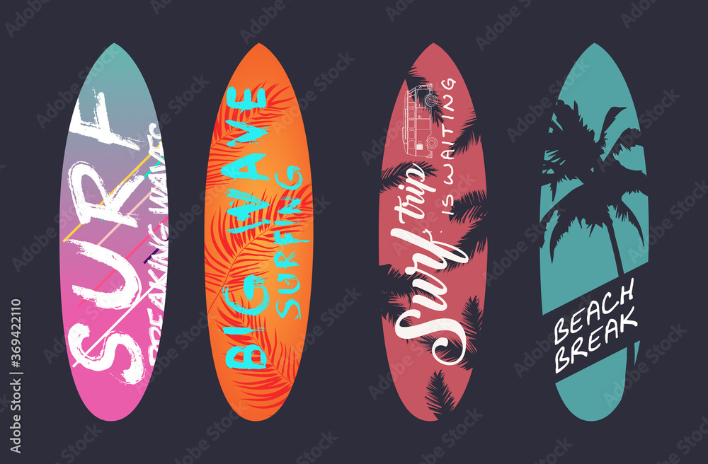 vector graphic design. slogans prepared for summer time on surf board vector graphic design. slogans prepared for summer time on surf board