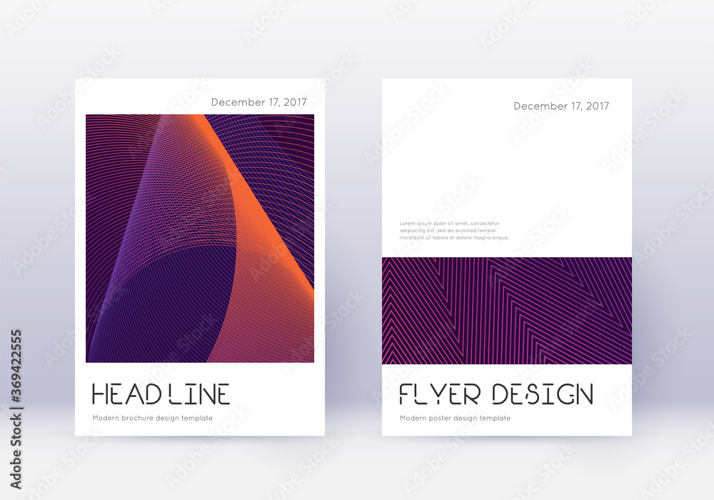 Fototapeta premium Minimal cover design template set. Violet abstract