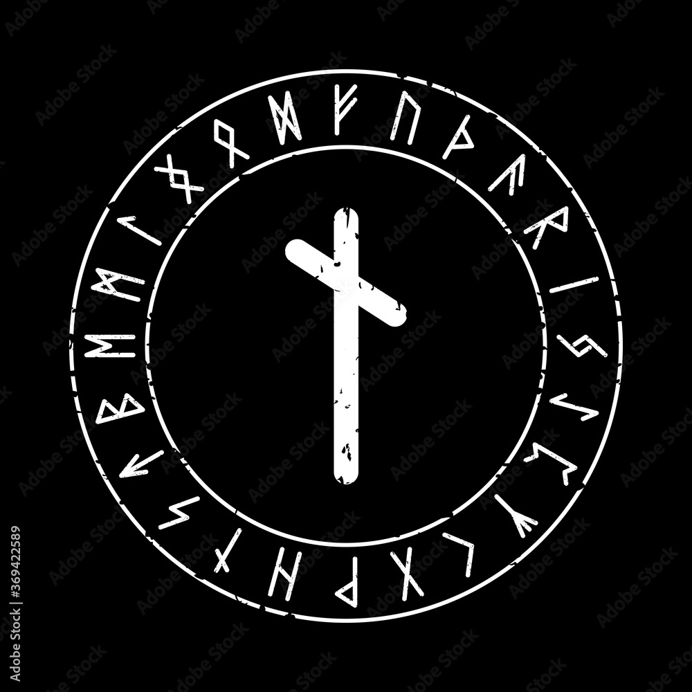 BLACK SQUARE BACKGROUND WITH THE RUNE NAUTHIZ IN A MAGIC CIRCLE BLACK SQUARE BACKGROUND WITH THE RUNE NAUTHIZ IN A MAGIC CIRCLE