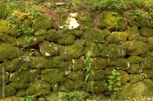 Vecchio muro in pietra di epoca medioevale.