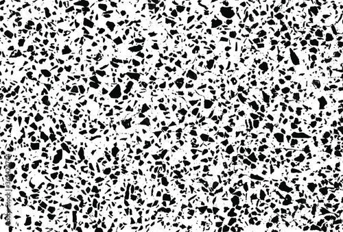 Terrazzo flooring vector pattern background. Black and white. Marble.