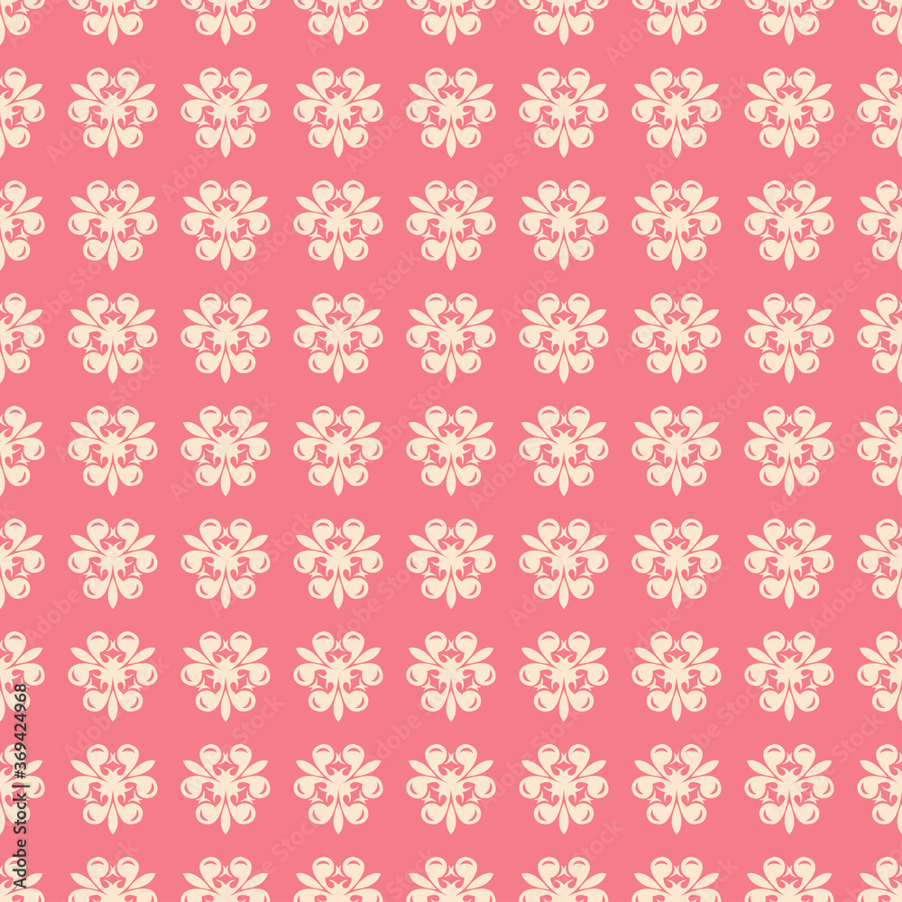 Seamless pattern. Floral beige design on pale pink background Seamless pattern. Floral beige design on pale pink background