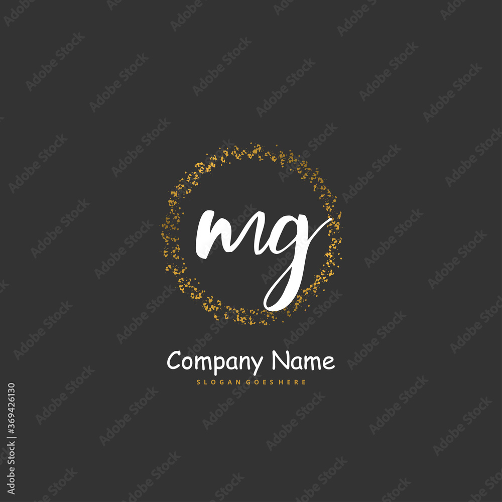 M G MG Initial handwriting and signature logo design with circle. Beautiful design handwritten logo for fashion, team, wedding, luxury logo.