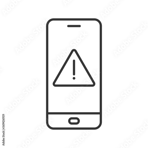 Smartphone with notice symbol. Alarm sign on the device screen.