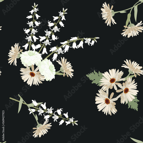 Seamless vector illustration with beautiful wildflowers