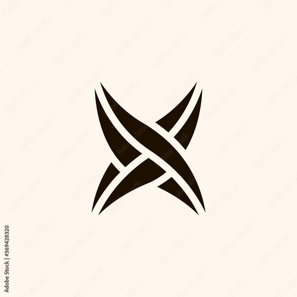 Fototapeta premium Creative Professional Trendy Monogram X Leaf Logo Design in Black and White Color, Initial Based Alphabet Icon Logo