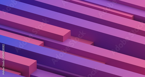 Abstract 3d render, purple and pink geometric background design