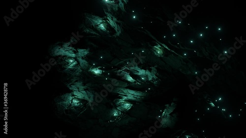 Waitomo Glowworm Caves, Waikato, in pristine secret cave in New Zealand. photo