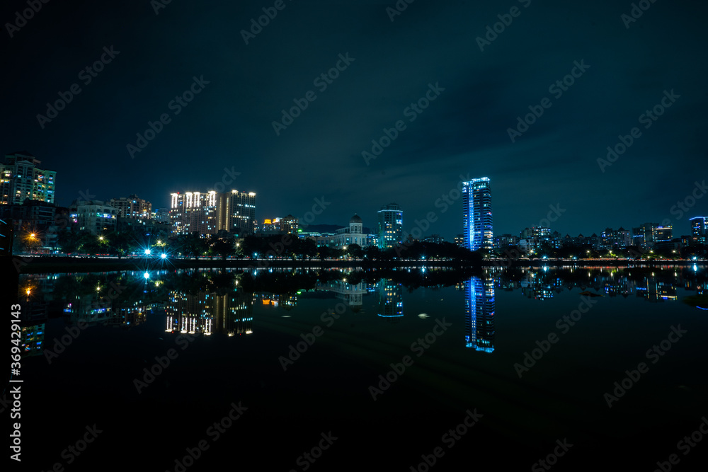 Reflection shot during diwali i took of Powai Lake Mumbai.