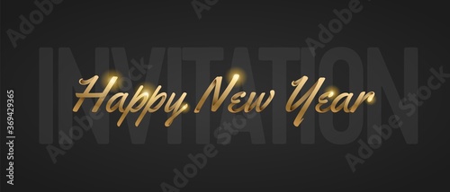 Happy New Year 2021 and Merry Christmas. Vector illustration with gold lettering for flyer, banner and invitation card.