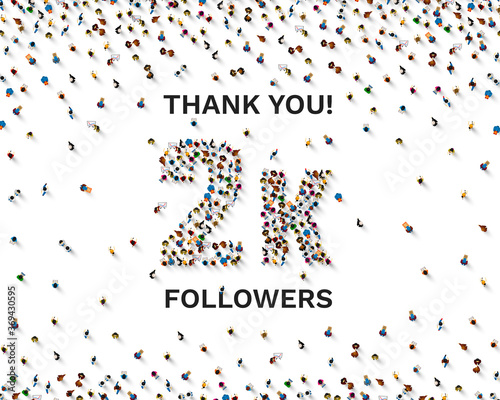 Thank you followers peoples, 2k online social group, happy banner celebrate, Vector