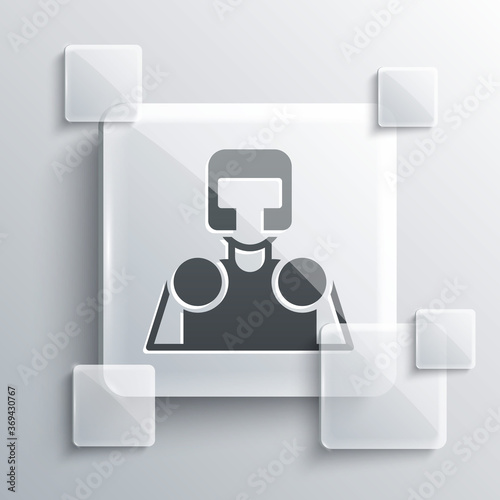 Grey Medieval knight icon isolated on grey background. Square glass panels. Vector.