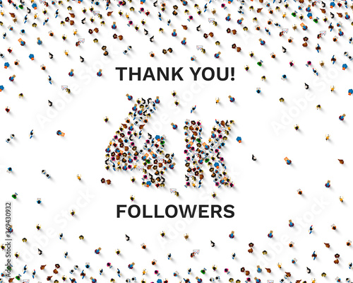 Thank you followers peoples, 4k online social group, happy banner celebrate, Vector