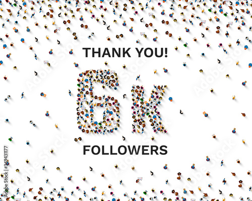 Thank you followers peoples, 6k online social group, happy banner celebrate, Vector