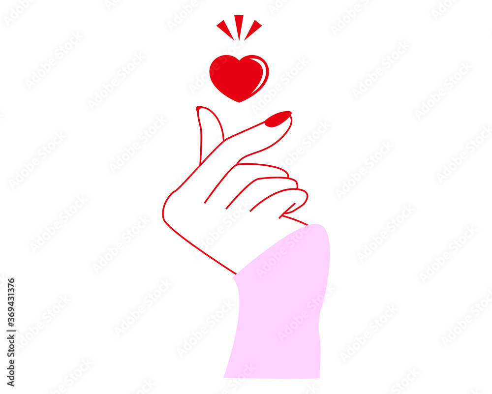 指でハートを表すハンドサイン　韓国　アイコン