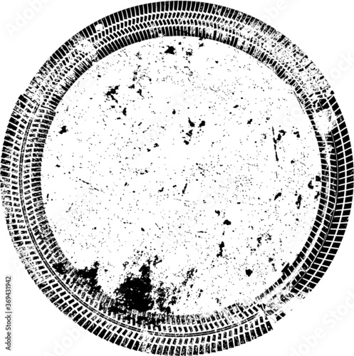 Tire Track Vector Round Border Frame
