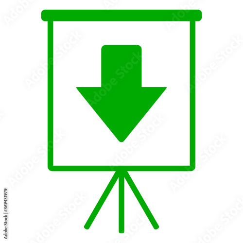 Pfeil nach unten und Flipchart